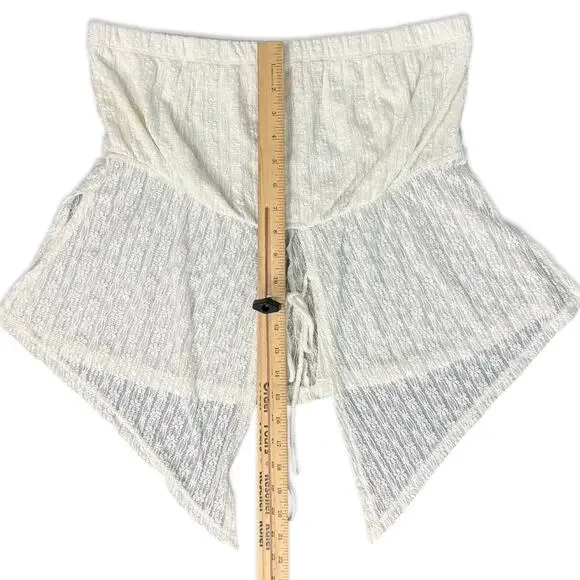 What Lo Wants White Flower Lace Elaine Bandeau Split Tie Front Tube Top size 3X - Picture 5 of 9